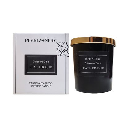 Leather Oud Home Scented Candle by Pearla Nera, 200G